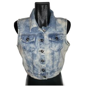 Liquid X Vintage 90's Acid Washed Button Up Denim Jean Vest L